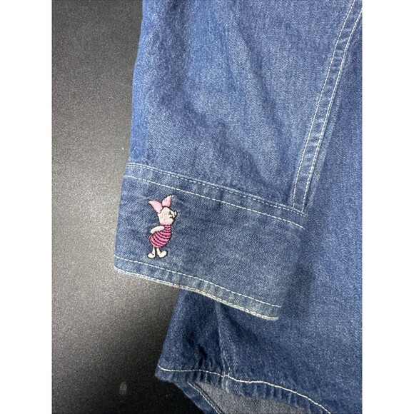 VTG Disney Store Winnie The Pooh Denim Button Up Shirt LS Embroidered Womens XXL - Picture 3 of 14